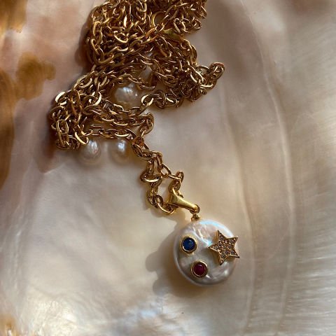 Yıldız Charmlı Barok İnci Kolye