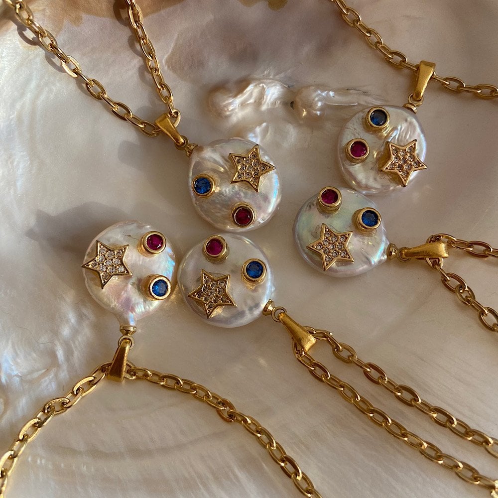 Yıldız Charmlı Barok İnci Kolye