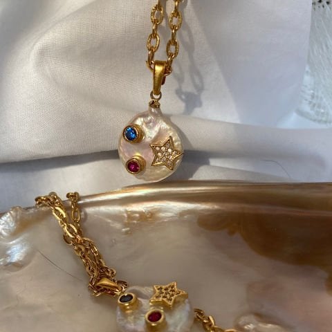 Yıldız Charmlı Barok İnci Kolye