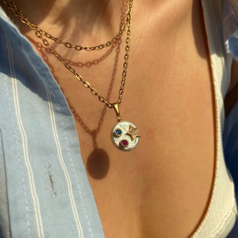 Yıldız Charmlı Barok İnci Kolye