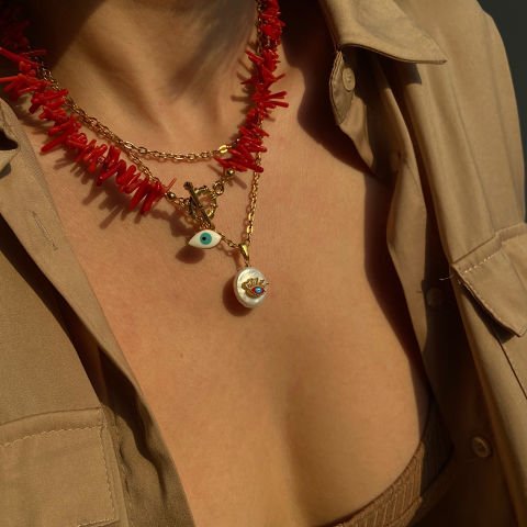 Göz Charmlı Barok İnci Kolye