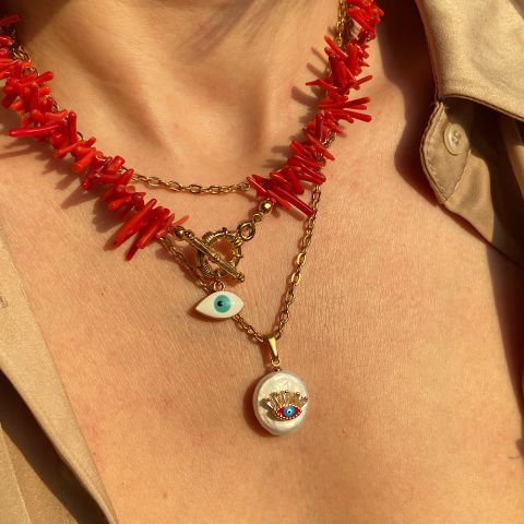 Göz Charmlı Barok İnci Kolye