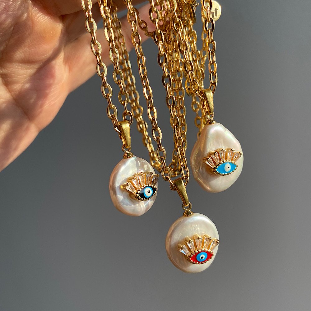Göz Charmlı Barok İnci Kolye