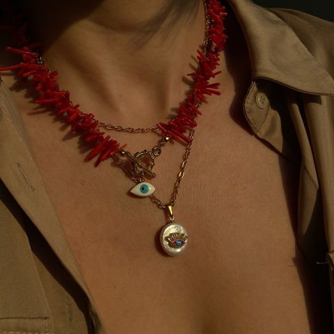 Göz Charmlı Barok İnci Kolye