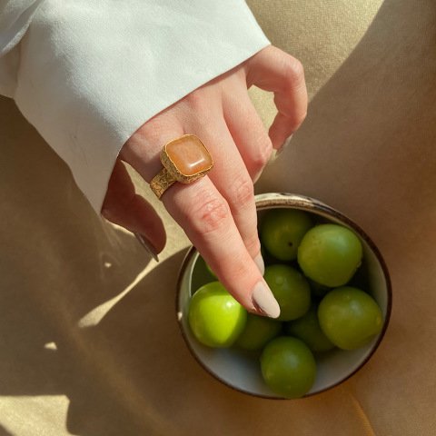 Kare Doğal Taş Yüzük