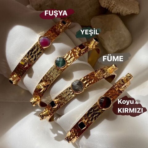 Doğal Taşlı Etnik Kelepçe Bileklik