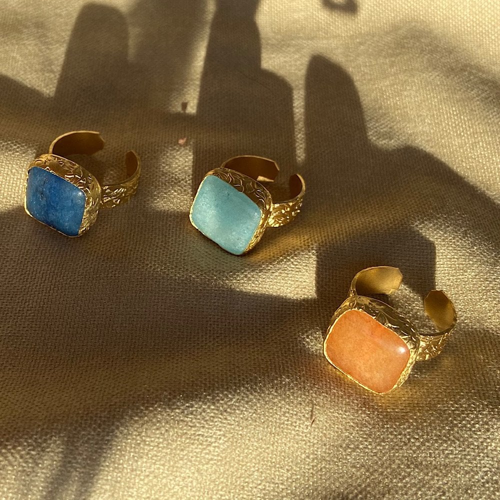 Kare Doğal Taş Yüzük