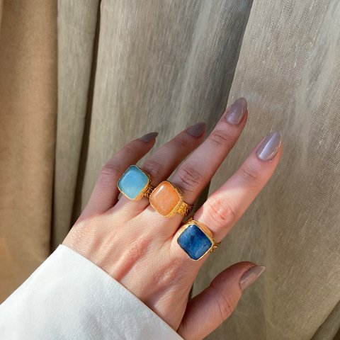 Kare Doğal Taş Yüzük