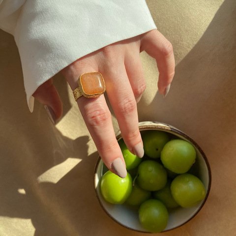 Kare Doğal Taş Yüzük