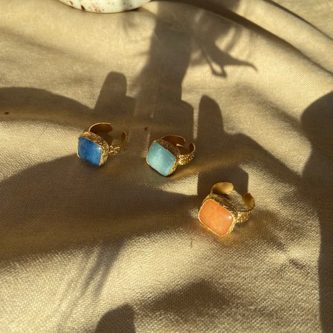 Kare Doğal Taş Yüzük