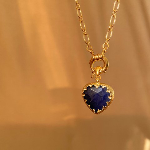 Lacivert Akik Vintage Kolye