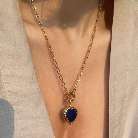 Lacivert Akik Vintage Kolye