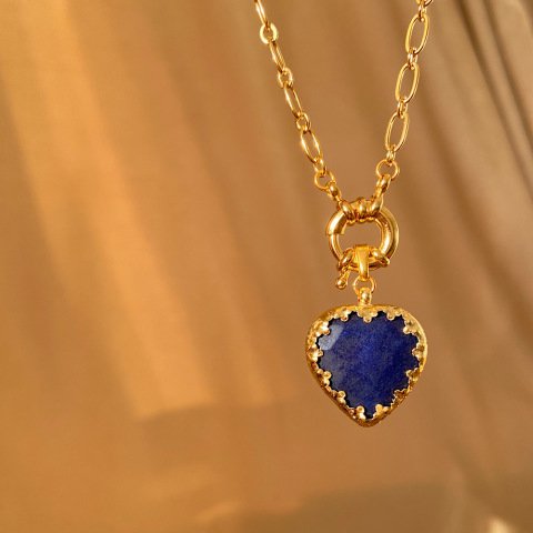 Lacivert Akik Vintage Kolye