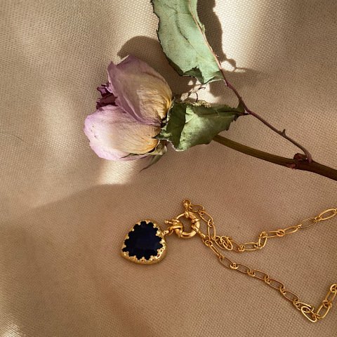 Lacivert Akik Vintage Kolye