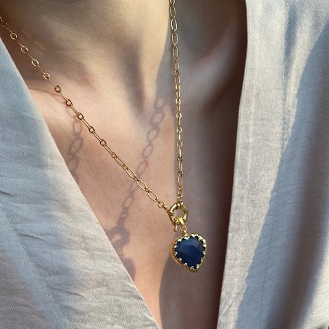 Lacivert Akik Vintage Kolye