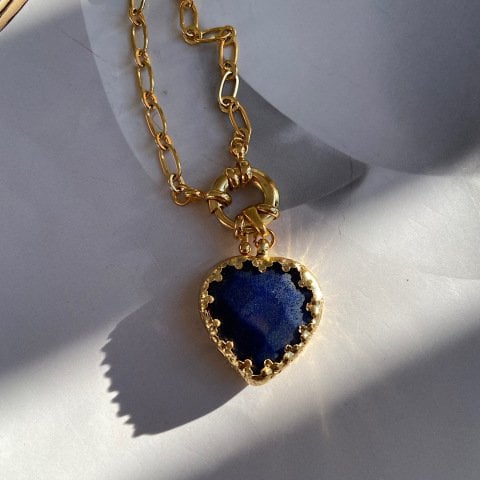 Lacivert Akik Vintage Kolye