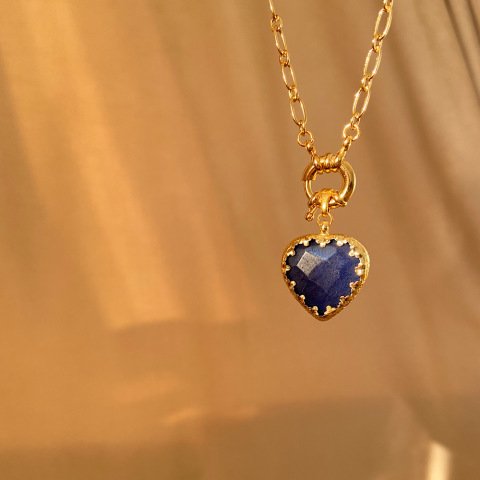 Lacivert Akik Vintage Kolye