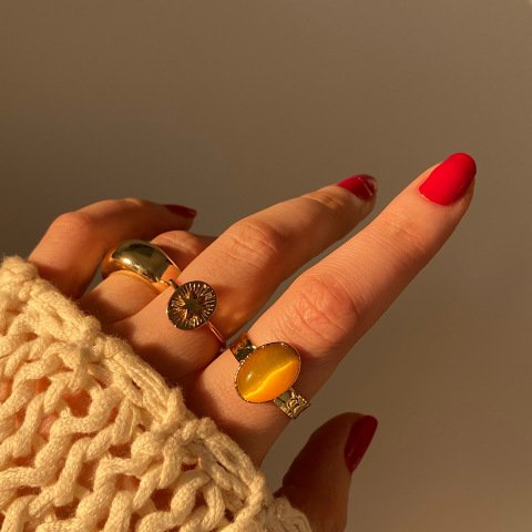 Sarı Kedi Gözü Yüzük