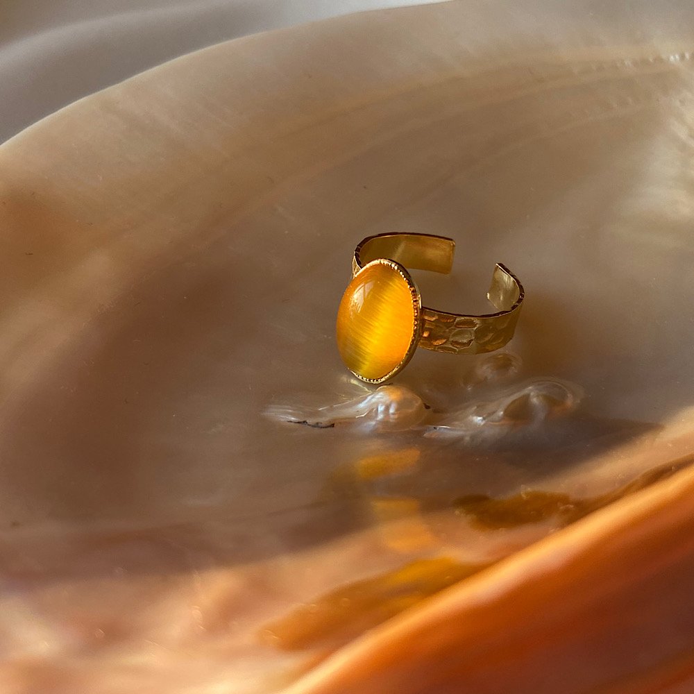 Sarı Kedi Gözü Yüzük