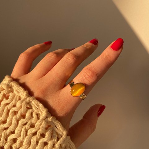 Sarı Kedi Gözü Yüzük