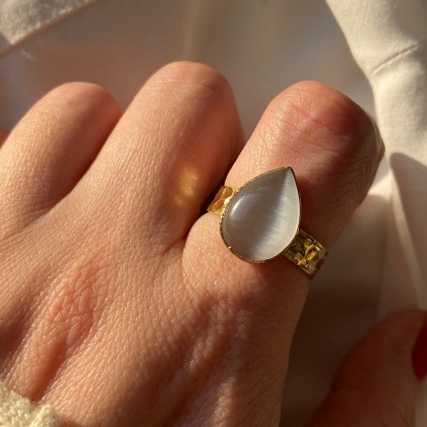 Damla Kedi Gözü Yüzük Kalın