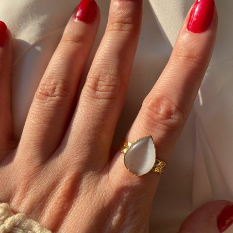 Damla Kedi Gözü Yüzük Kalın