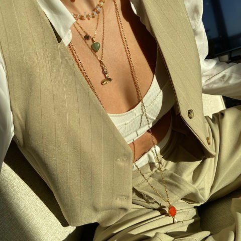 Karnelyan Taş İncili Uzun Kolye