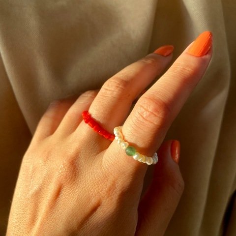 Yeşim Taşlı İnci Yüzük