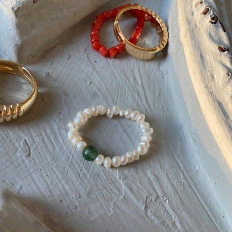 Yeşim Taşlı İnci Yüzük