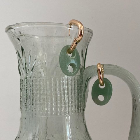 Button Aventurin Oval Doğal Taş Küpe