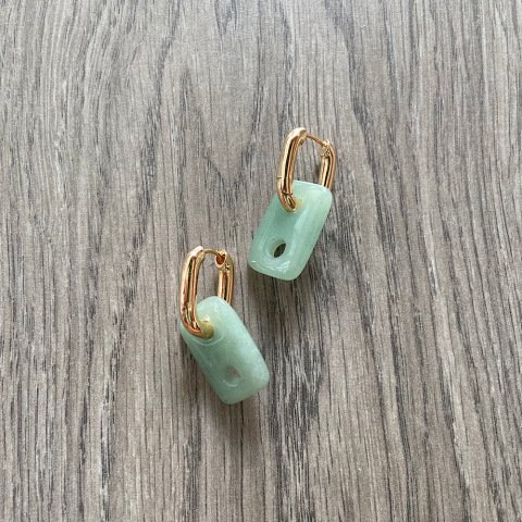 Button Aventurin Doğal Taş Küpe