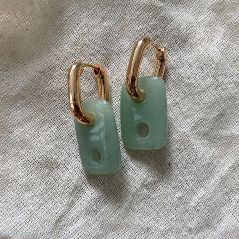 Button Aventurin Doğal Taş Küpe