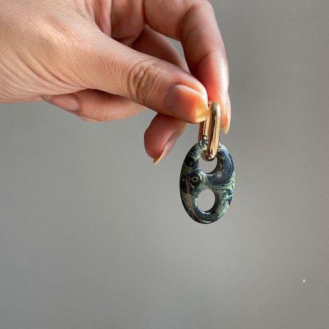 Button Oval Kanbaba Jasper Küpe