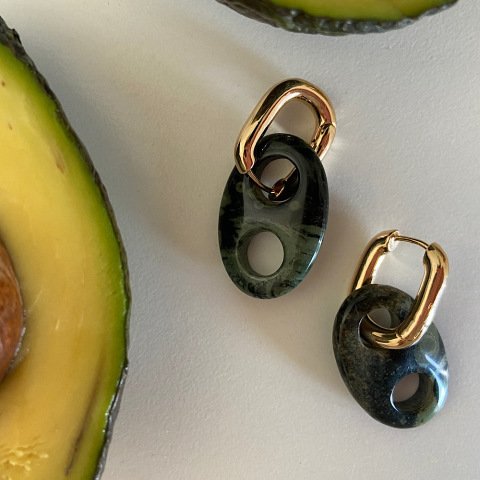 Button Oval Kanbaba Jasper Küpe