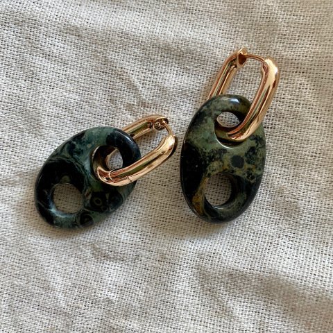 Button Oval Kanbaba Jasper Küpe