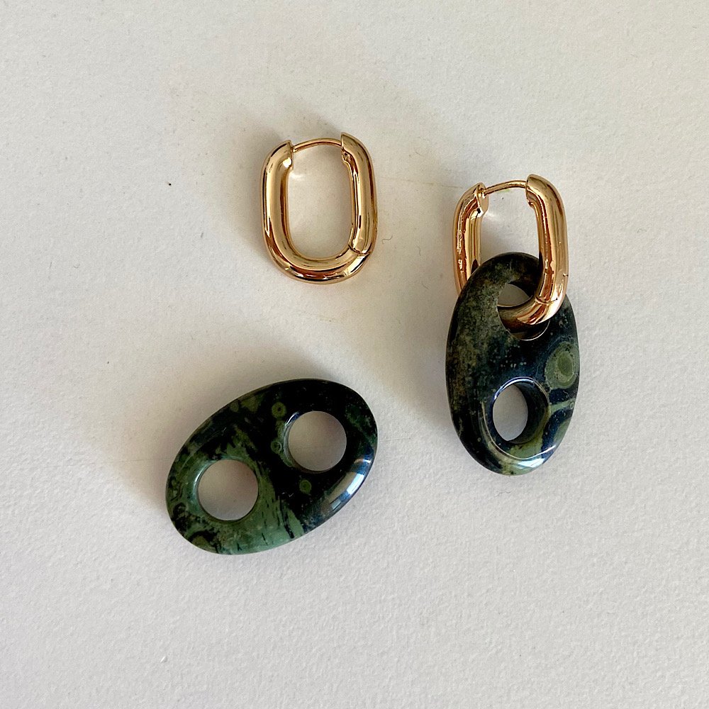 Button Oval Kanbaba Jasper Küpe