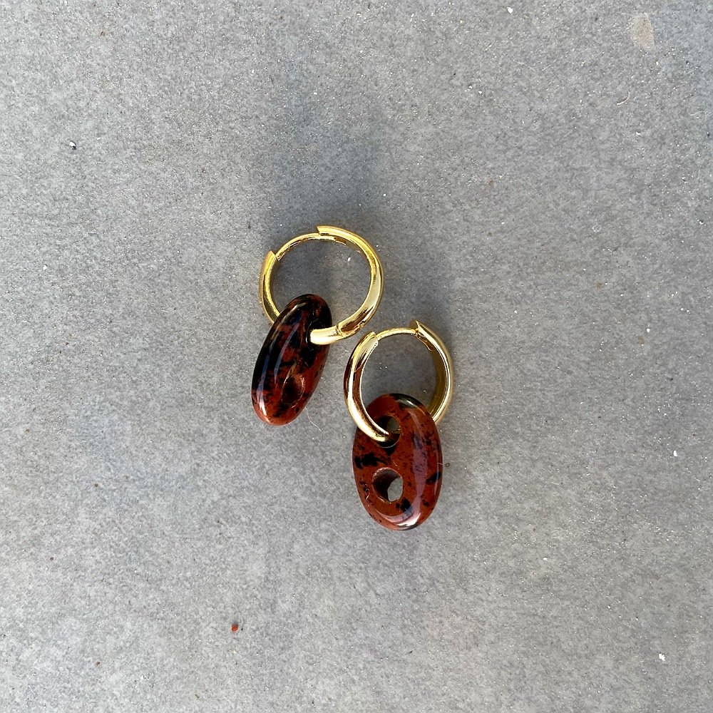 Button Mini Jasper Doğal Taş Küpe