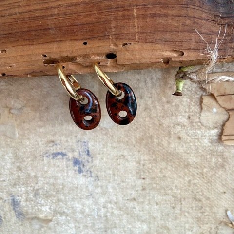 Button Mini Jasper Doğal Taş Küpe