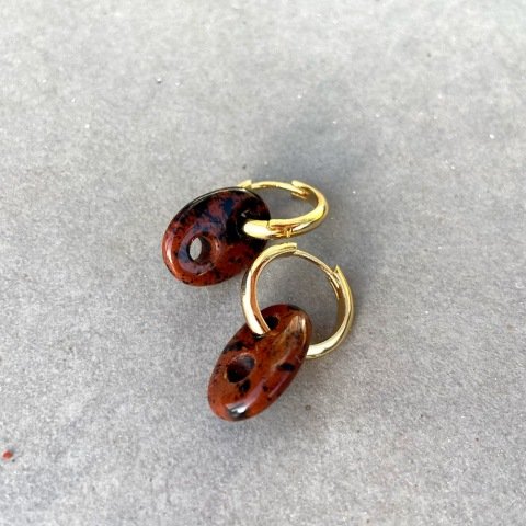 Button Mini Jasper Doğal Taş Küpe