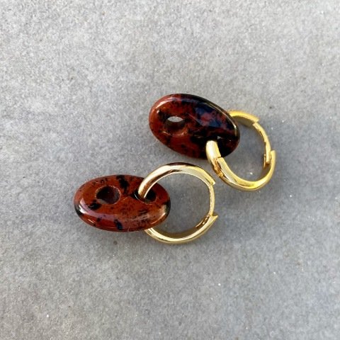 Button Mini Jasper Doğal Taş Küpe