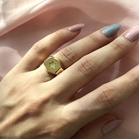 Altıgen Gold Yüzük