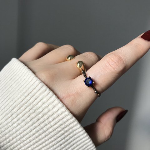 Lacivert Zirkon Taş Yüzük