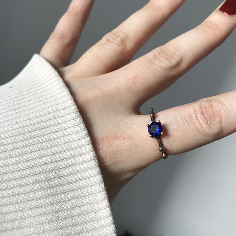 Lacivert Zirkon Taş Yüzük