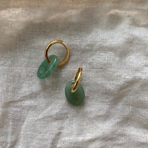 Button Mini Aventurin Doğal Taş Küpe