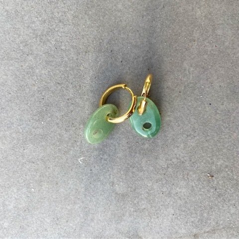 Button Mini Aventurin Doğal Taş Küpe