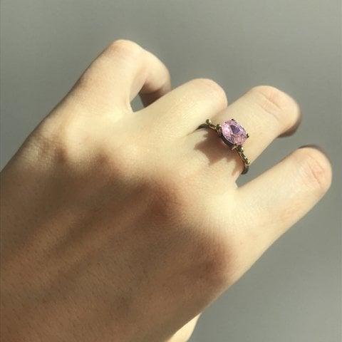 Pembe Zirkon Taş Yüzük