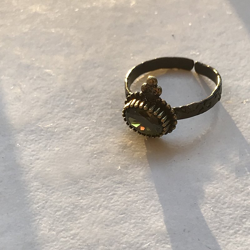 Eskitme Yeşil Zirkon Taş Yüzük