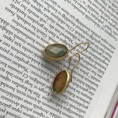 Oval Akik Taş Küpe