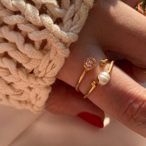 Beyaz Taşlı İnci Yüzük