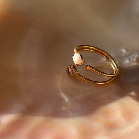 Beyaz Taşlı İnci Yüzük